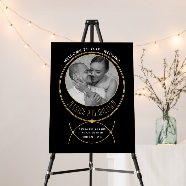 Gold frame jewelry inspired wedding photo foam board (In Situ (Stand))