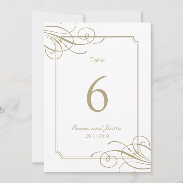 Gold Frame Luxury Classic Wedding Table Numbers (Front)