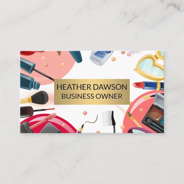 Gold Frame | Makeup Artist Tools Cosmetics Business Card (Front)