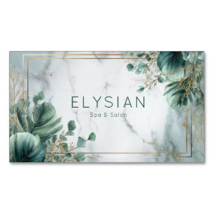 Gold Frame Marble Green Eucalyptus Botanical Business Card Magnet