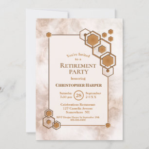 Gold Frame Marble Retirement Party Invitation