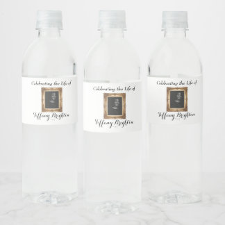 Gold Frame Memorial Water Bottle Label