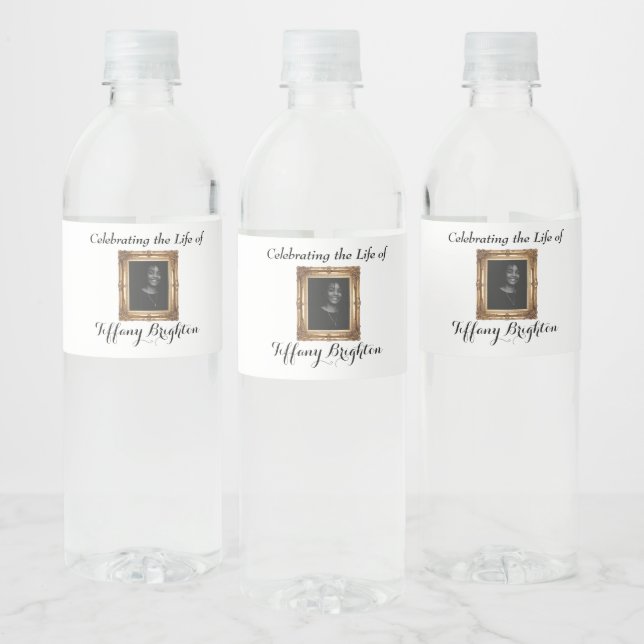 Gold Frame Memorial Water Bottle Label (Bottles)