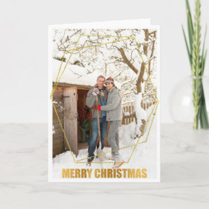 Gold Frame Merry Christmas Personalized Photo Card