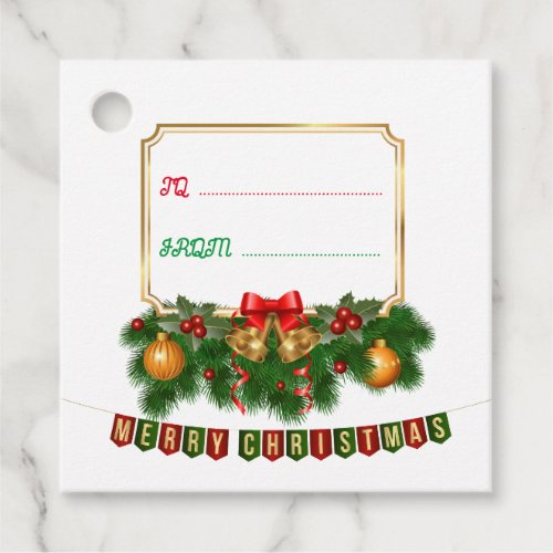 Gold Frame Merry Christmas Square Favor Tag