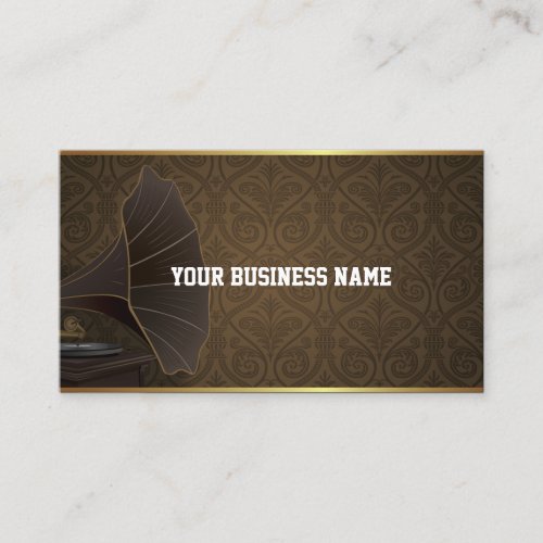 Gold Frame Music Studio Damask Business Card