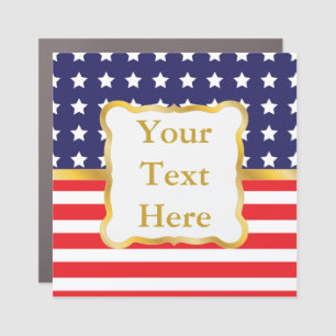 Gold Frame Over Patriotic Background Car Magnet