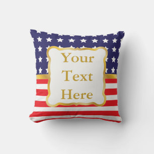 Gold Frame Over Patriotic Background Throw Pillow