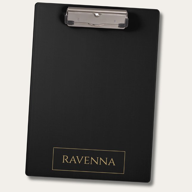 Gold Frame Personalized Name Deep Black Luxury Clipboard (Creator Uploaded)