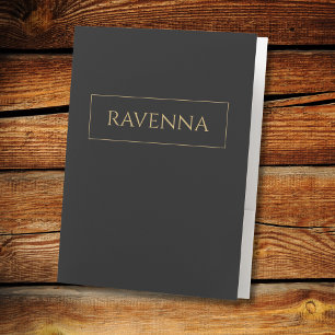 Gold Frame Personalized Name Deep Black Luxury Pocket Folder