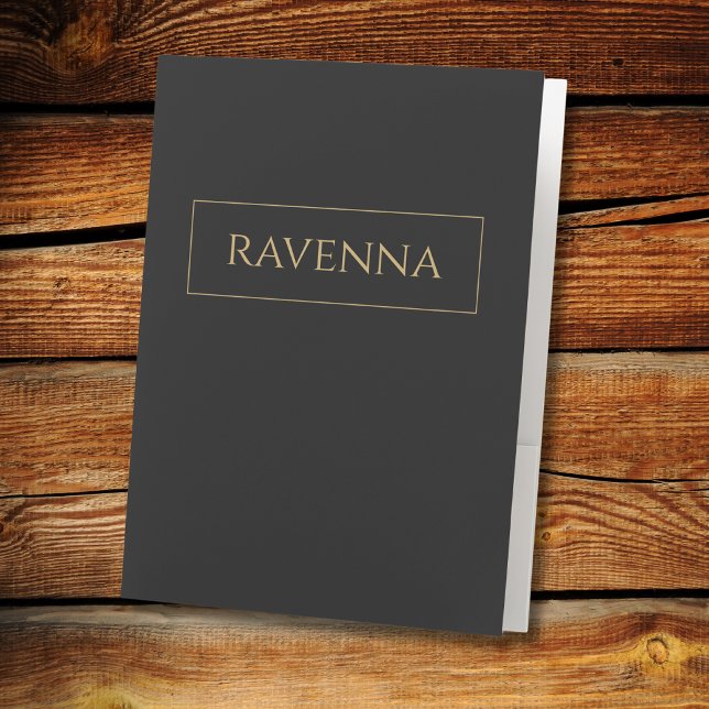 Gold Frame Personalized Name Deep Black Luxury Pocket Folder (Creator Uploaded)