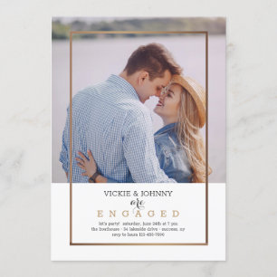 Gold Frame Photo Engagement Invitation