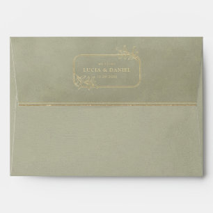 Gold Frame & Sage Green Velvet Wedding Envelope