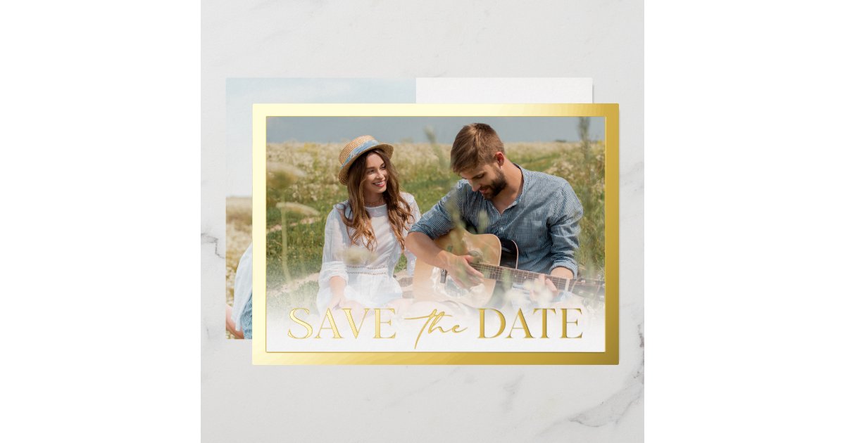 Gold Frame Save The Date Foil Invitation Zazzle