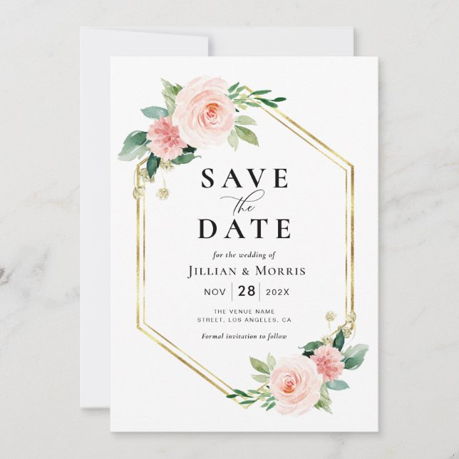gold frame save the date invitation (Front)