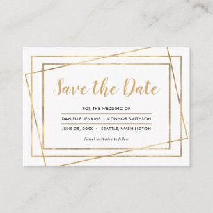 Gold Frame Save the Date with Wedding Website Enclosure Card