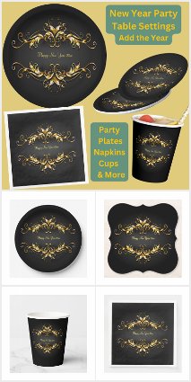 Gold Frame Scroll Happy New Year 20xx 