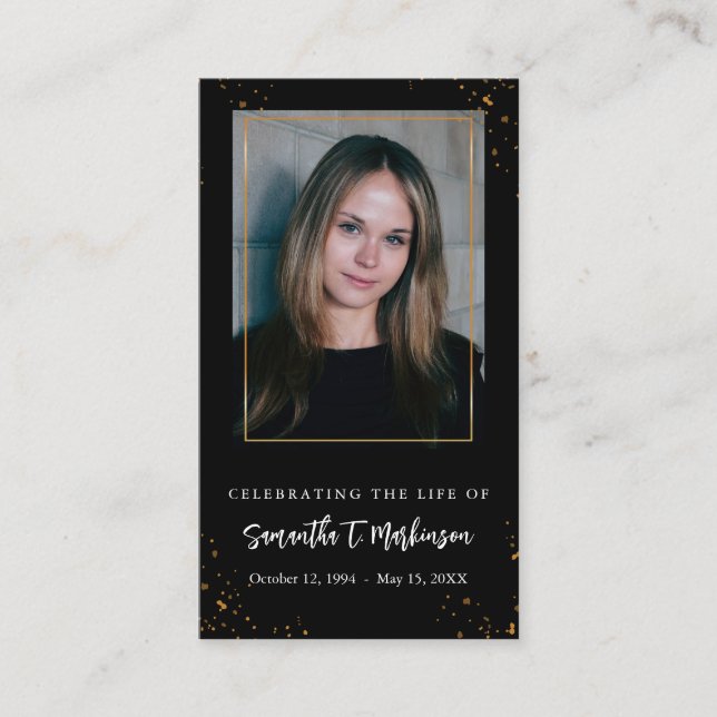 Gold Frame Simple Modern Speckled Prayer Card (Front)