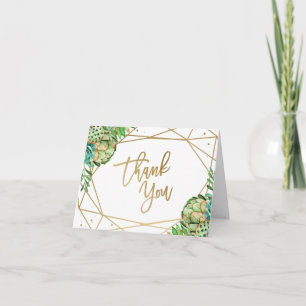 Gold Frame Succulent Personalized Thank You Card
