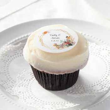 Gold Frame Wedding Favors Personalized  Edible Frosting Rounds by TwoBecomeOne at Zazzle