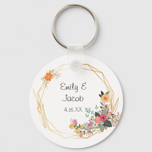 Gold Frame Wedding Favors Personalized  Keychain