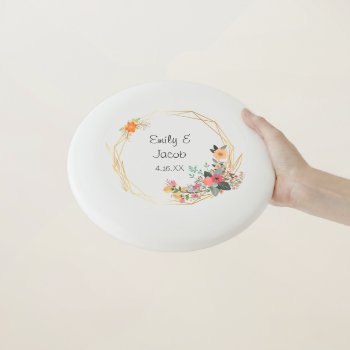 Gold Frame Wedding Favors Personalized  Wham-o Frisbee by TwoBecomeOne at Zazzle