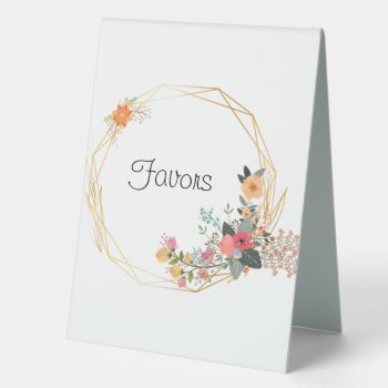 Gold Frame Wedding Favors Table Tent Sign by TwoBecomeOne at Zazzle