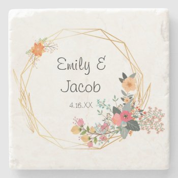 Gold Frame Wedding Gift Coasters by TwoBecomeOne at Zazzle