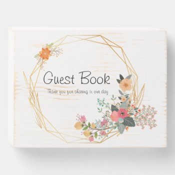 Gold Frame Wedding Guest Book Wooden Box Sign by TwoBecomeOne at Zazzle