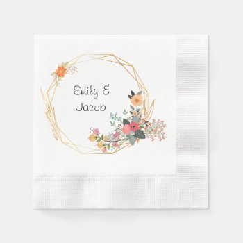Gold Frame Wedding Napkins by TwoBecomeOne at Zazzle