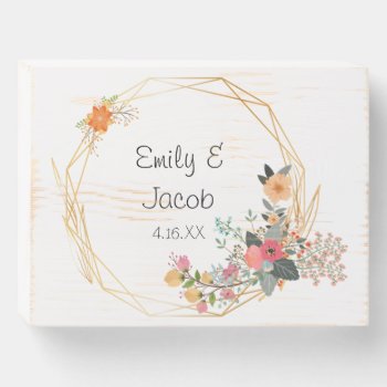 Gold Frame Wedding Newlywed Gift Wooden Box Sign by TwoBecomeOne at Zazzle