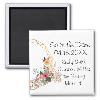 Gold Frame Wedding Save The Date Magnet by TwoBecomeOne at Zazzle