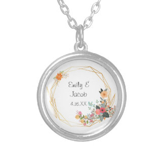 Gold Frame Wedding Silver Plated Necklace