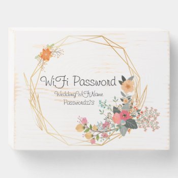 Gold Frame Wedding Wifi Password Wooden Box Sign by TwoBecomeOne at Zazzle