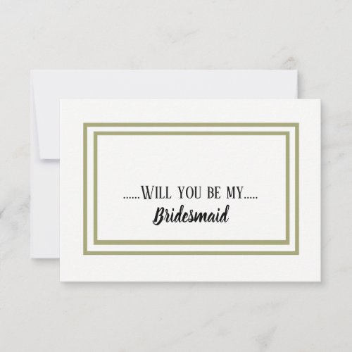 Gold Frame Will You Be My Bridesmaid Invitation