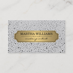 Gold Frame with Metallic Dots Gray Business Card