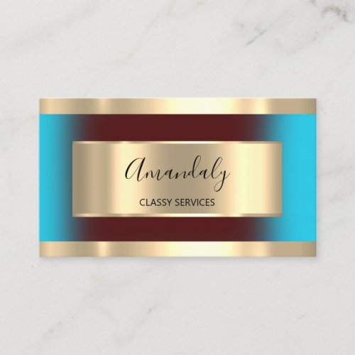 Gold Framed Burgundy Professional Blue Ocean Business Card