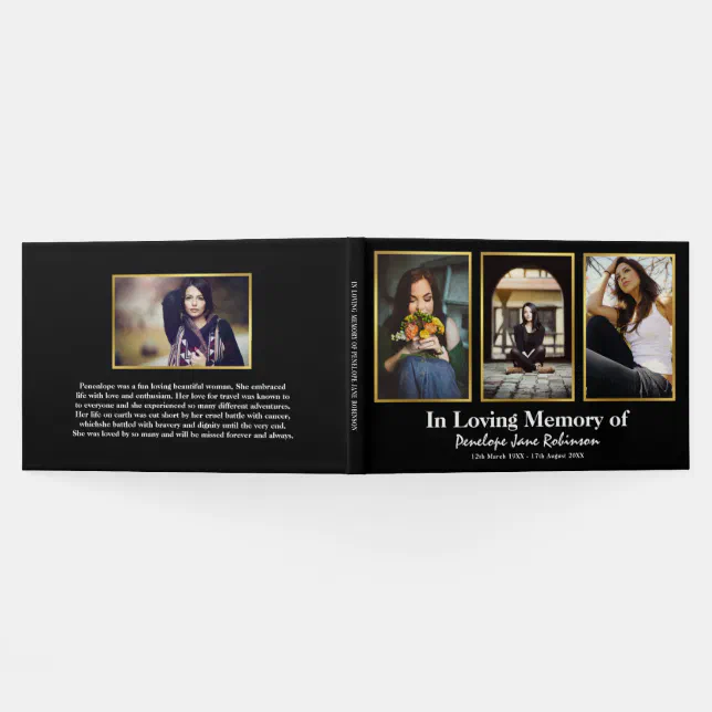 Gold Framed Collage Photo In Loving Memory Guest Book | Zazzle