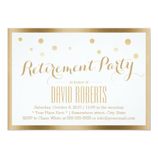Gold Framed Confetti Dots Retirement Party Card