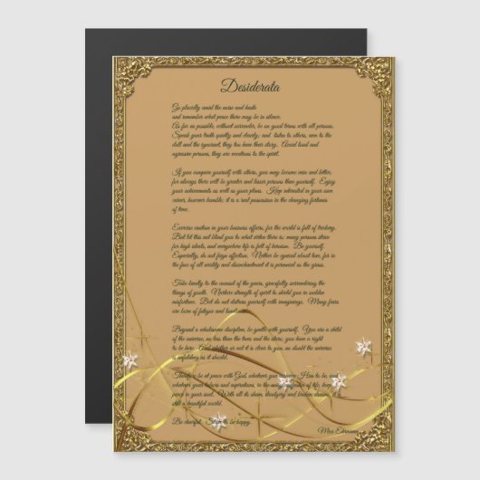 Gold Framed Desiderata Poem Magnet (Front/Back)