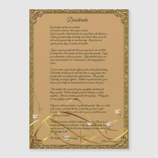 Gold Framed Desiderata Poem Magnet (Front)