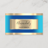 Gold Framed Elegant Professional Blue Ocean Business Card (Front)