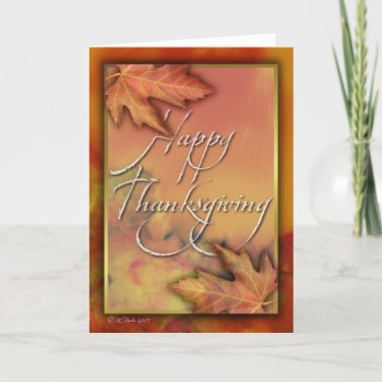 Gold Framed Fall Leafs-thanksgiving Holiday Card by William63 at Zazzle
