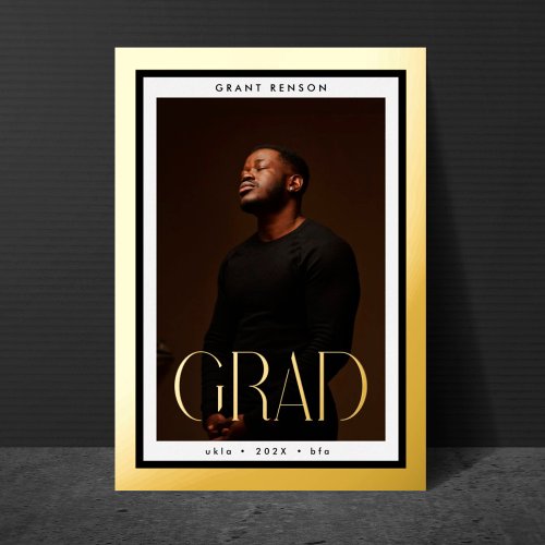Gold FrameD Grad University Photo Graduation Foil Invitation