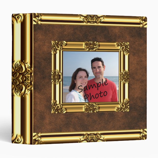 Gold Framed Leather Look Photo Binder (Front/Spine)