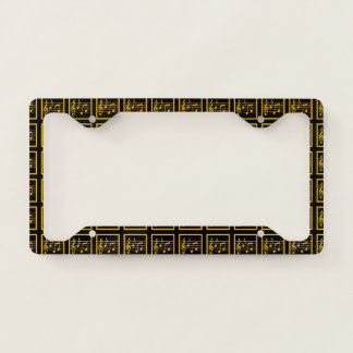 Gold Framed Musical Squares Black License Plate Frame