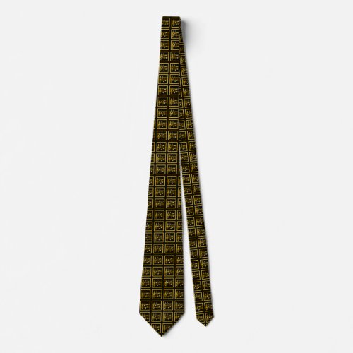 Gold Framed Musical Squares Black Neck Tie