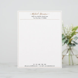 Gold Framed Name Text Info Personalized Letterhead
