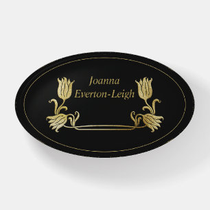 Gold Framed Ornate Floral Nameplate Paperweight