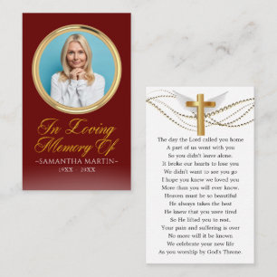 Gold Framed Photo Funeral Prayer Card